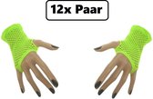 12x Paar Nethandschoen kort vingerloos fluor groen