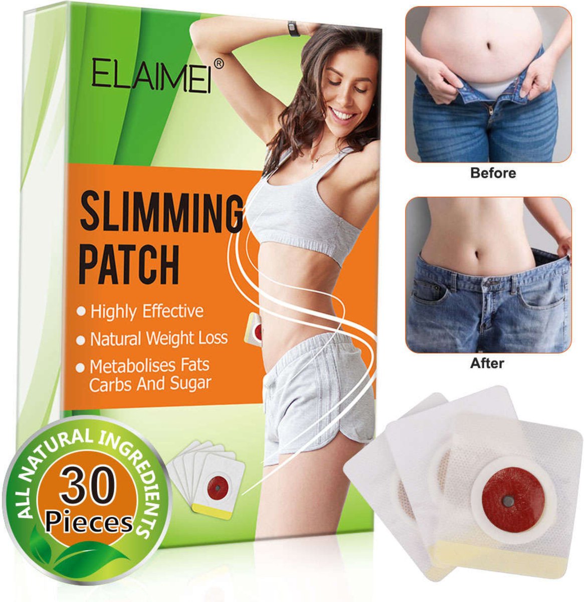 Goedkoopste Elaimei Afslankpleister - 30 Stuks - Maandbehandeling - Magnetisch - Detox - Slimming Patch - Afval Pleister - Navel Pleister - Buik Pleister - Slim Patches - Dieet Pleister - Afslanken - Afvallen - Vet Verbrander - Belly