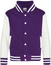 Just Hoods JH043K Kids´ Varsity Jacket - Purple/White - 5/6 (S)