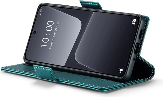 CaseMe - Coque de téléphone adaptée pour Xiaomi 13 - Etui portefeuille rétro - Avec fermeture magnétique - Vert