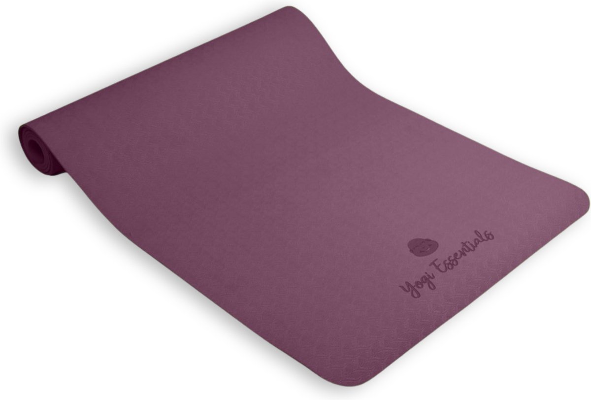 Yoga Mat - Fitness mat - Sportmat paars - Yogi Essentials - Extra Dik, Duurzaam TPE met Gratis Draagsysteem - Anti Slip -