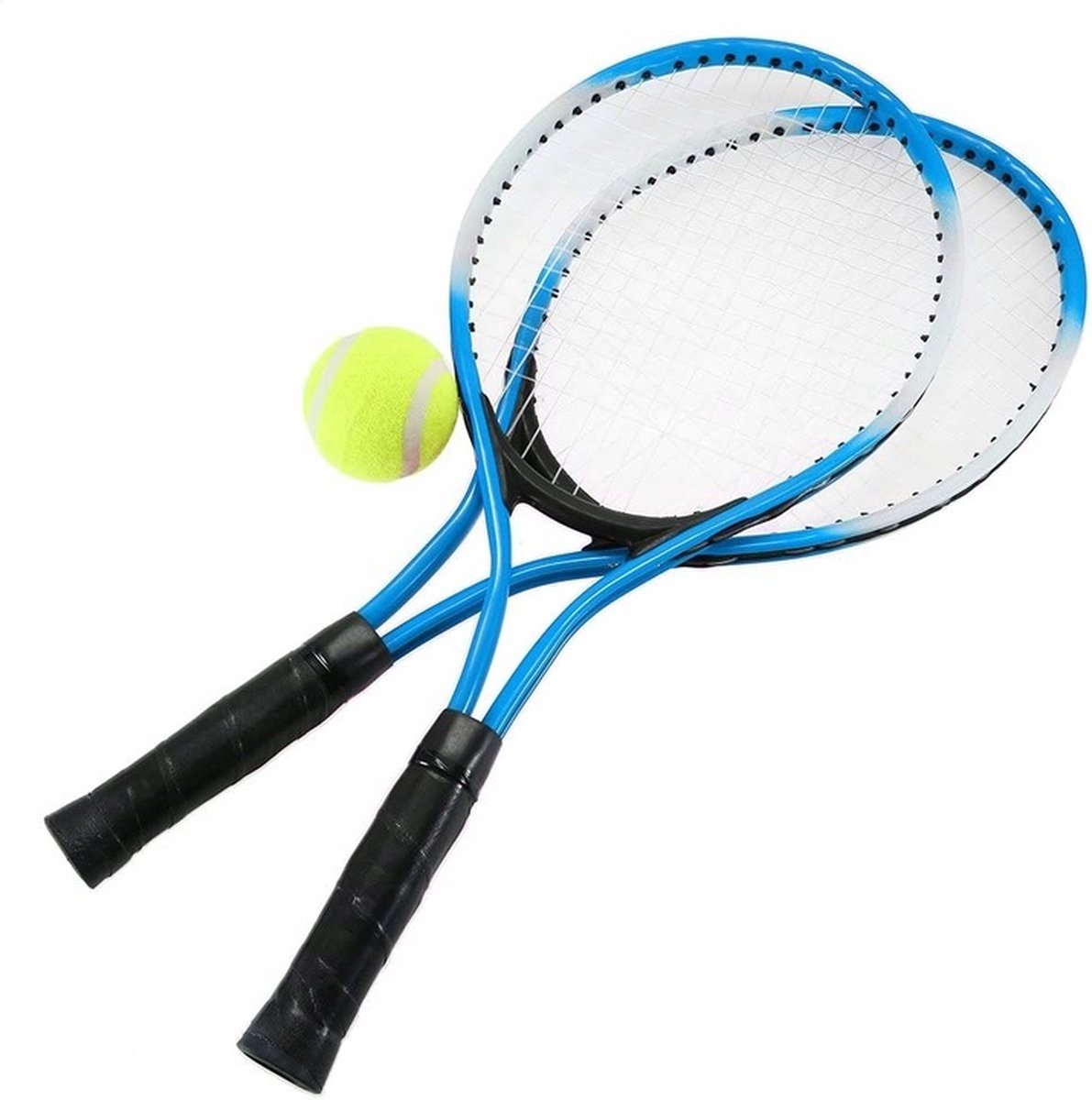 Tennis Set 2 Rackets met Tennisbal Blauw in Hoes Lichtgewicht