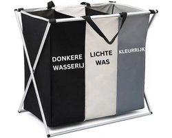 Wasmand 3 Vakken - Wassorteerder - Wasmand - Wasmand Voor Vuile Kleren - Inklapbare Mand