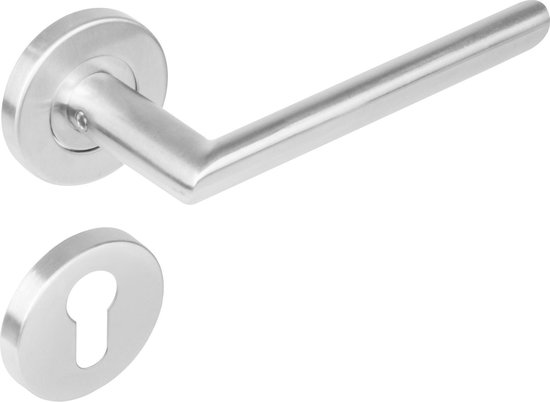 Intersteel Deurkruk - ovaal Hoek 90° 1273 op rozet met PC - RVS - 0035.127305