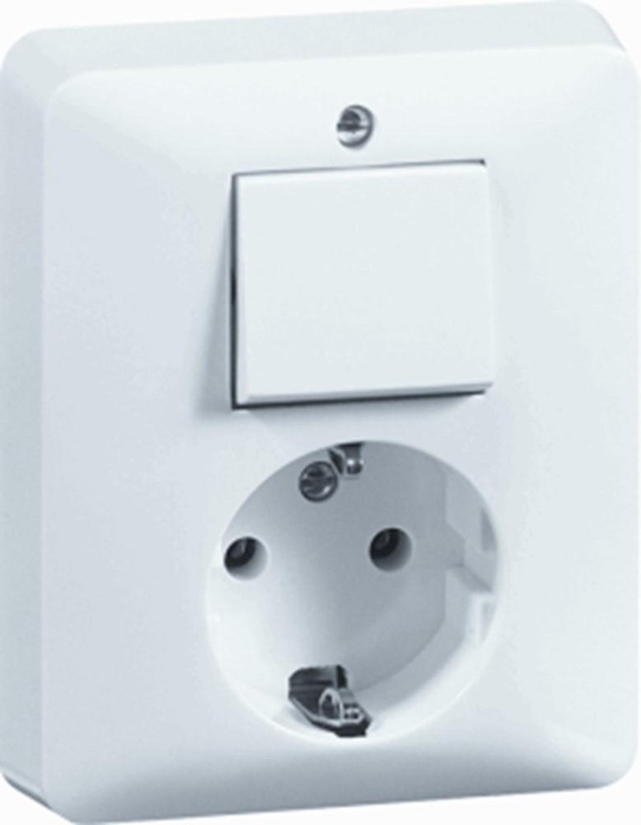 PEHA combinatie - Wisselschakelaar + stopcontact met randaarde - Inbouw - Wit