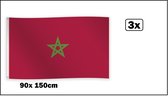 3x Vlag Marokko 90cm x 150cm - Landen festival thema feest fun verjaardag