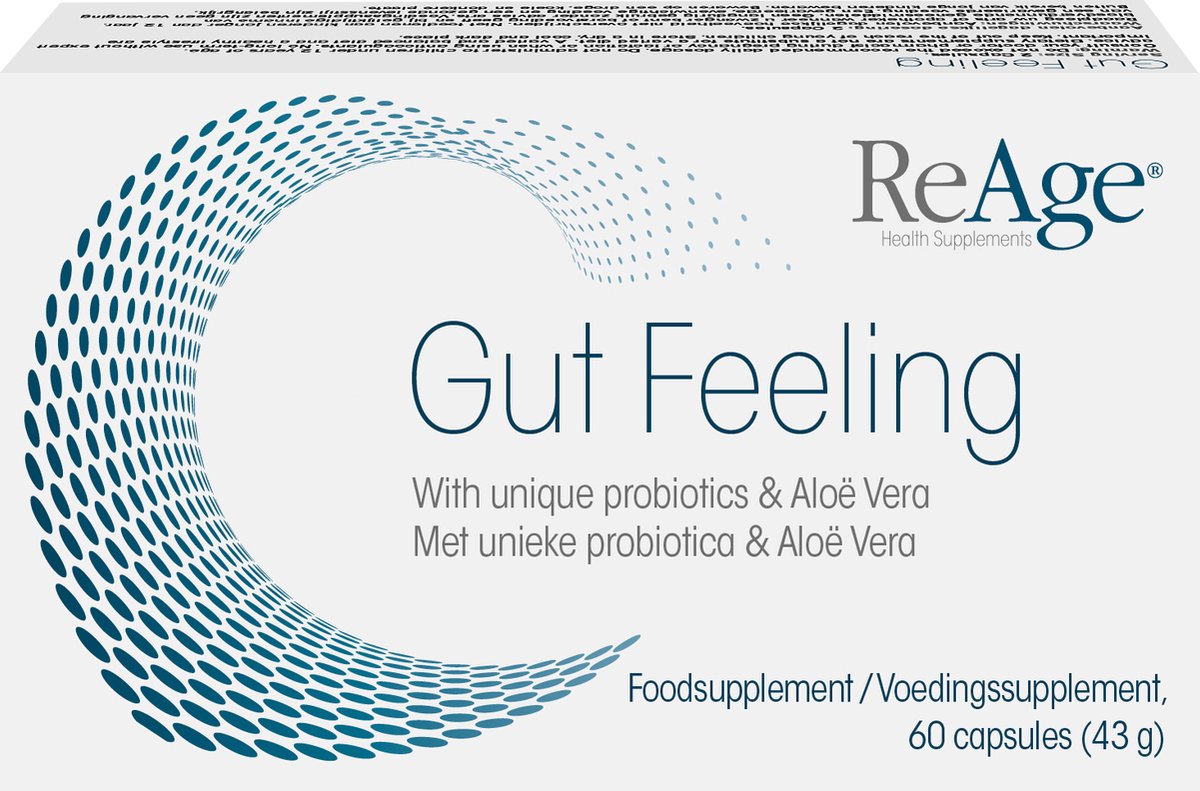 Goedkoopste Gut Feeling - Probiotica Formule 25 Miljard KVE - Darmen, Stoelgang, Spijsvertering, Opgeblazen gevoel, Prikkelbare darm, Buikkramp | 100 plantaardig | ReAge