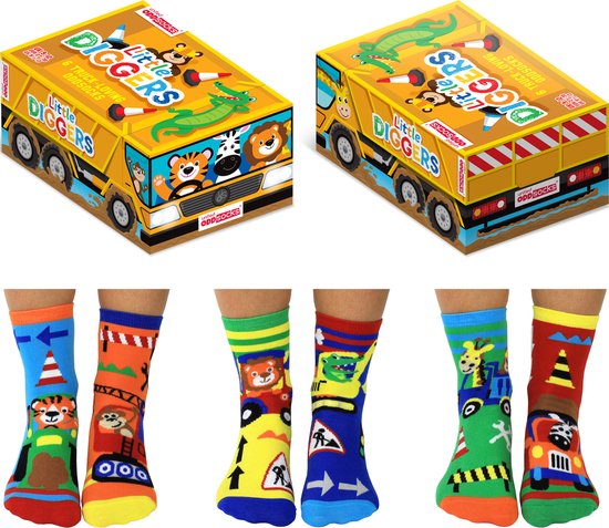 Oddsocks - Little Diggers Mismatched kinder sokken _ 6 verschillende sokken - maat 27-30