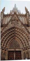 Vlag - Vooraanzicht van Kathedraal in Barcelona in Spanje - 50x100 cm Foto op Polyester Vlag