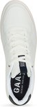 Bovenaanzicht van een witte sneaker met navy hiel en tonglabel 'GAASTRA OCEAN TESTED'.