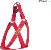Amiplay Harnas verstelbaar Cotton rood maat-L / 40-75x2,5cm