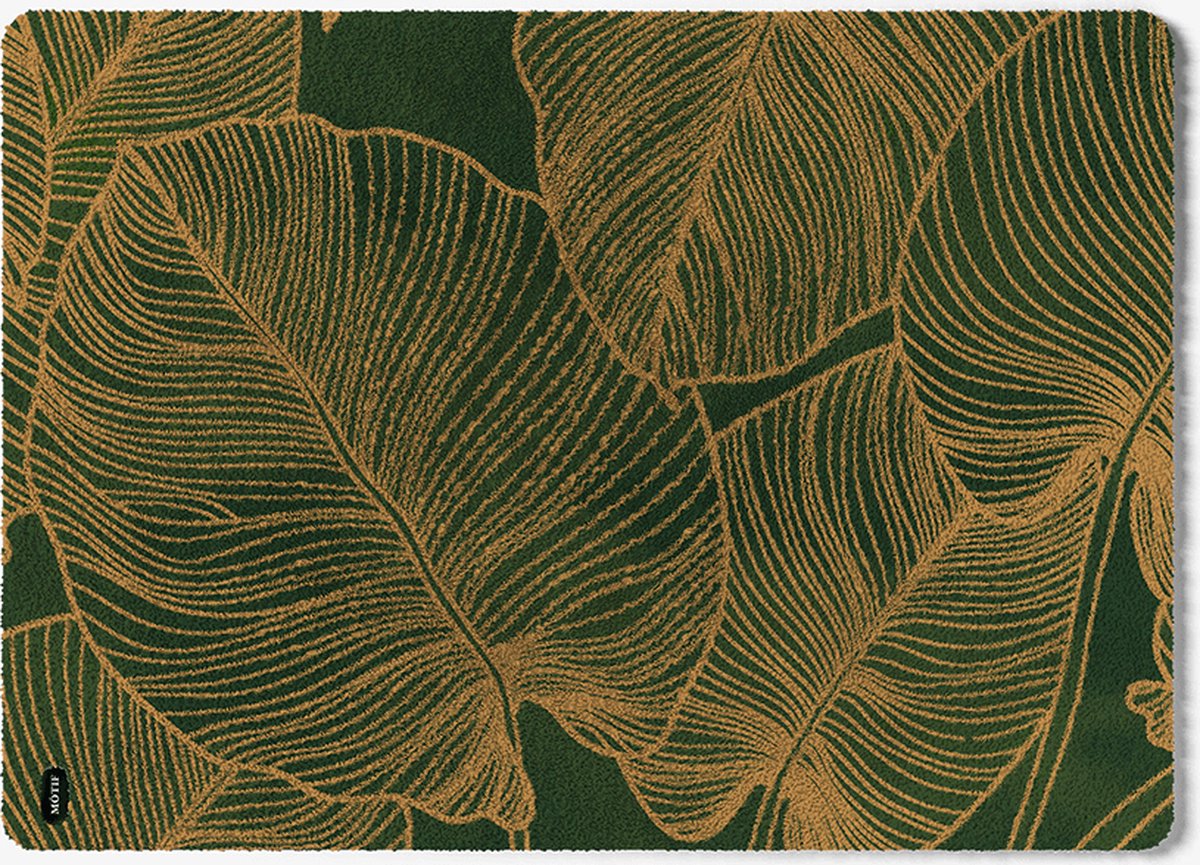 Mótif Botanique Vert Sapin - Groene wasbare deurmat met botanisch patroon 60 cm x 85 cm - Deurmat binnen met print