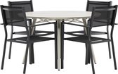 Lina tuinmeubelset tafel 120x120cm, 4 stoelen Copacabana, beige,zwart.