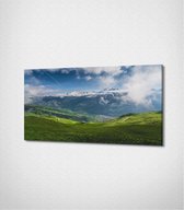 Cloudy Mountain Canvas- 100 x 60 cm - Landschap - Schilderij - Canvas - Slaapkamer - Wanddecoratie  - Slaapkamer - Foto op canvas