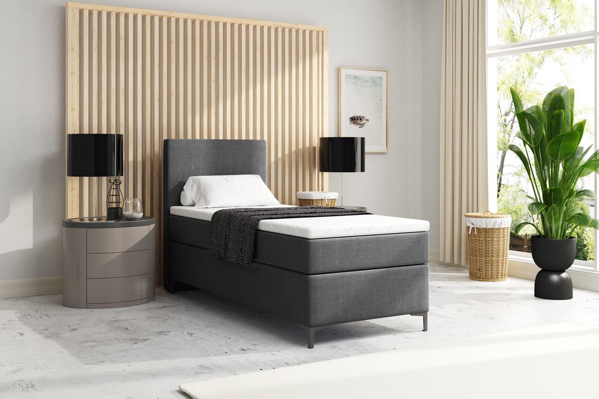 Meuba Home - Atlanta Boxspring - Donkergrijs - 90x200 - Stof