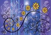 Papier peint Fleurs Motif Floral | XXL - 206 cm x 275 cm | Polaire 130g / m2