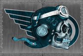 Fotobehang Skull Flying Tattoo | DEUR - 211cm x 90cm | 130g/m2 Vlies