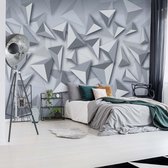 Fotobehang 3D Modern Grey And White Triangles Design | VEL - 152.5cm x 104cm | 130gr/m2 Vlies
