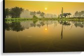 Canvas - Zonnestralen over Overstroomd Gebied in Indonesië - 90x60 cm Foto op Canvas Schilderij (Wanddecoratie op Canvas)
