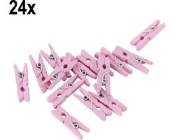 24x Mini Houten Knijpers Roze