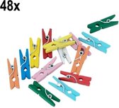 48x Mini Houten Knijpers Gemixt