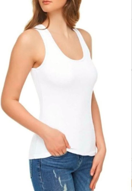 Foto: 2pack dames onderhemd extra slim fit 100 katoen tanktop maat l wit