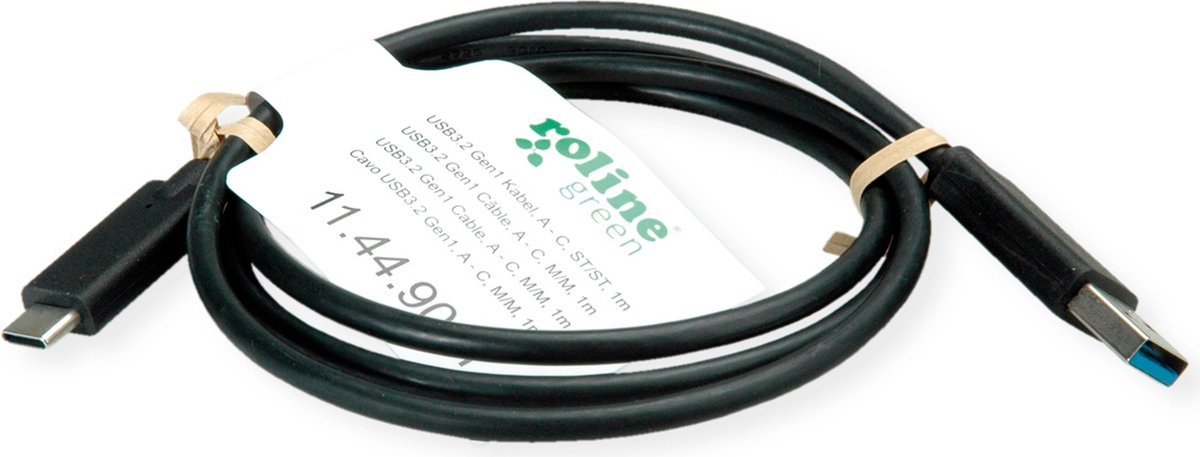 ROLINE GREEN USB 3.2 Gen 1 kabel, A-C, M/M, zwart, 0,5 m