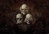 Fotobehang No Listen See Speak Skull Alchemy | XXL - 312cm x 219cm | 130g/m2 Vlies