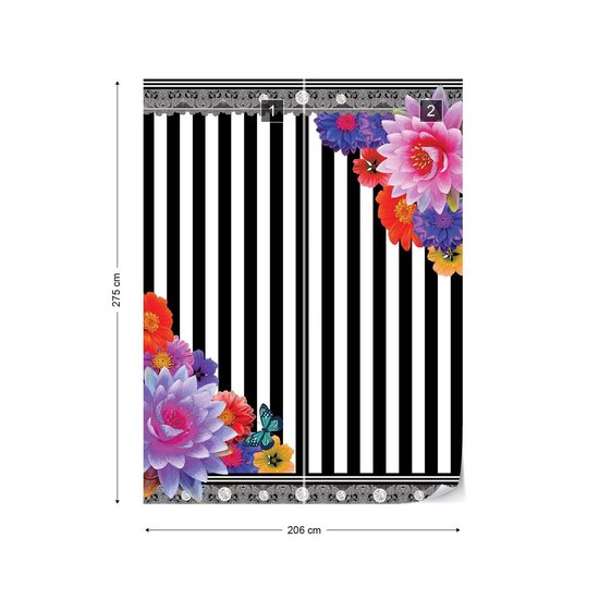 Papier peint Floral Stripes | XXL - 206 cm x 275 cm | Polaire 130g / m2