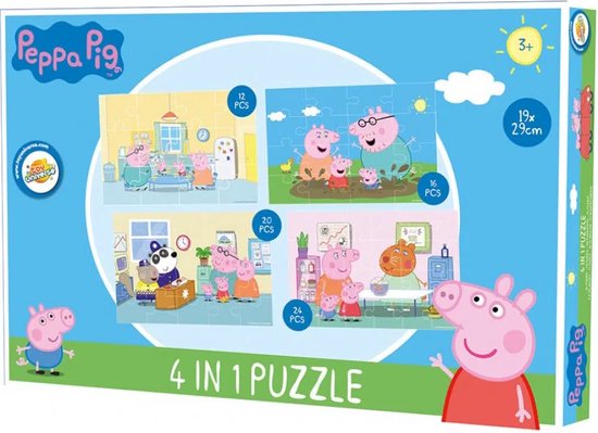 Peppa Pig Puzzel 4 in 1 puzzel - 12/16/20/24 stuks | bol