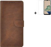 Nokia G22 Hoesje - Bookcase - Nokia G22 Hoesje - Pu Leder Wallet Book Case Bruin Cover + Screenprotector
