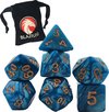 Afbeelding van het spelletje Blazium - Preal Series - Aquamarine Bay Turquoise - Incl. velvet bewaarzakje - DnD dice set - Dungeons and Dragons dobbelstenen