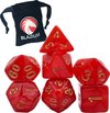 Afbeelding van het spelletje Blazium - Preal Series - Ruby Reef Red - Incl. velvet bewaarzakje - DnD dice set - Dungeons and Dragons dobbelstenen