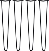 4 x Tafelpoten staal - Lengte: 71cm - 2 pin - 10m - Zwart - SkiSki Legs ™ - pinpoten Retro hairpin