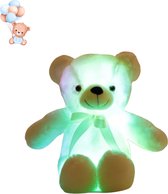 Le Cava Lichtgevende Knuffel Teddybeer 30 cm Wit - Schattige Pluche Knuffelbeer - Speelgoed en Decoratie voor Kinderen - Cadeau Knuffel 30 cm