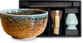 Japanse Matcha thee set Kioto - Matcha drinken zoals het hoort - Cadeau tip 2024! - ✓Kom ✓Matcha borstel ✓Matcha houder ✓Matcha Lepel - Ø13 cm | H7 cm