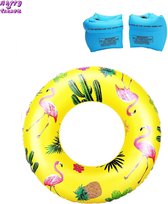Happy Trendz® Zwem ring Geel + Roll ups arm ringen set Blue - Blauw - Geel - kinderen - veiligheid - zwemmen -