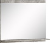 Badplaats Badkamerspiegel Montreal 60 x 12 x 50 cm - Beton Grijs - Spiegel met Houten Frame en Planchet