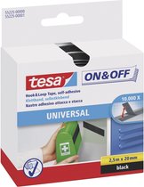 2x Tesa klittenbandsluiting extra sterk zwart 2,5 mtr x 2 cm - Klusbenodigdheden - Huishouden - Tesa - Klittenband/velcro - Haak/lus deel - Extra sterke ophang klittenbanden
