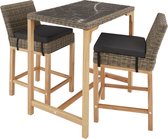 tectake® - Wicker bartafel Kutina met 2 stoelen Latina - Barset - Barkrukken - Tuintafel - Eettafel - natuur kleur - 404847 - poly-rattan