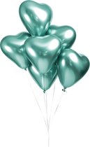 6 Hartjes Chrome Ballonnen 12'' Groen
