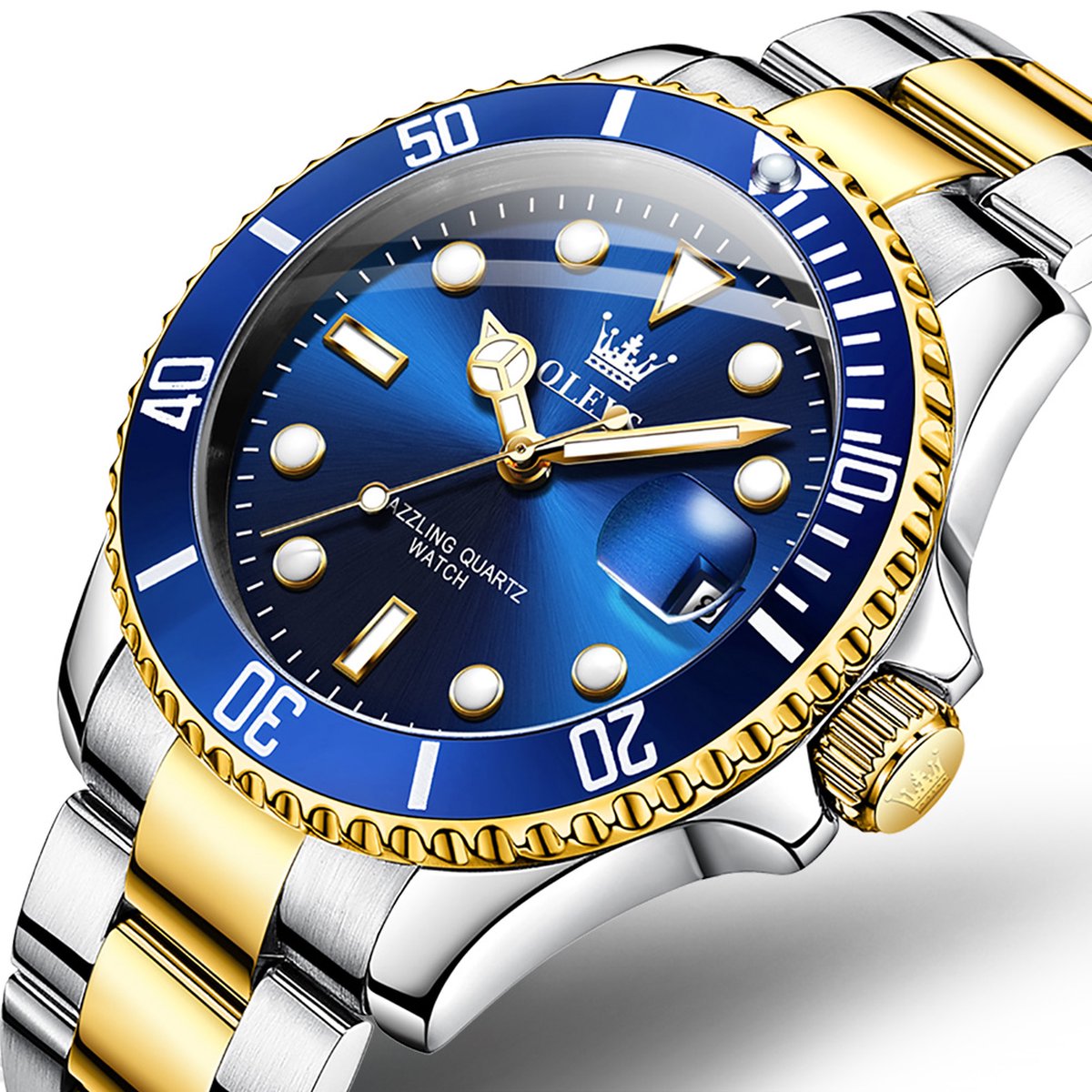 GWS OLEVS Horloge voor mannen Heren horloge Roestvrij Staal Blauw