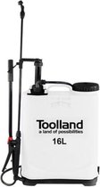Bol.com Toolland Rugspuit sproeilans 3 sproeikoppen niveau-indicator draagriem 16 liter pompsysteem wit/zwart aanbieding