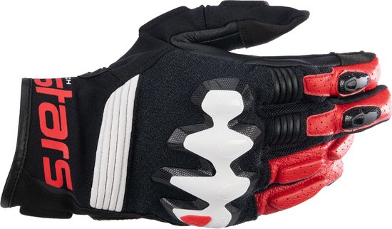 Alpinestars Halo Leren Zwart Wit Felrood Handschoenen - Maat XL - Handschoen