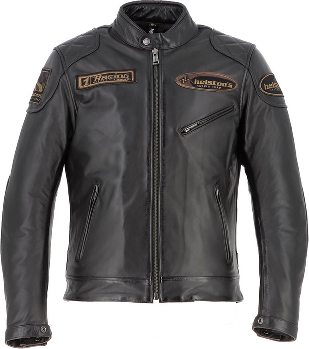 Helstons Trevor Leather Rag Brown Black Jacket XL - Maat - Jas