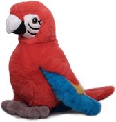 Inware Pluche papegaai vogel knuffel - rood/blauw - polyester - 20 cm