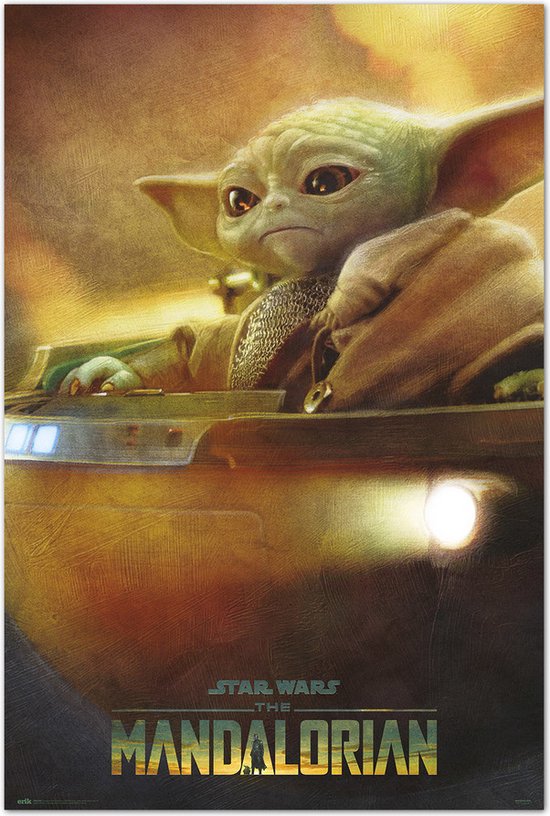 Affiche Mandalorian - Grogu - Pod - Disney - Star Wars - Enfant - Yoda - 61 x 91,5 cm