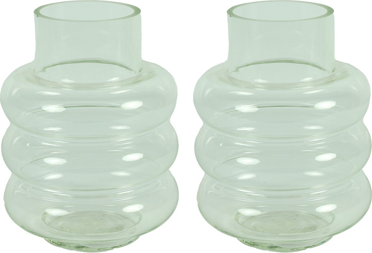 Countryfield Bloemenvaas Bubbles - 2x - helder transparant - glas - D17 x H22 cm