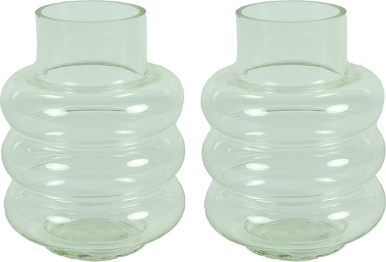 Countryfield Bloemenvaas Bubbles - 2x - helder transparant - glas - D17 x H22 cm