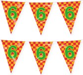 Paperdreams verjaardag 6 jaar thema vlaggetjes - 2x - feestversiering - 10m - folie - dubbelzijdig